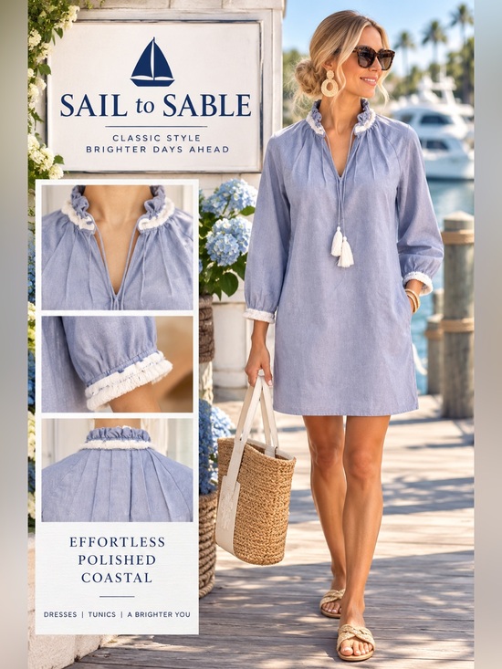 Sail to Sable Dresses & Skirts - Sail to Sable,Softly Ruffled Mini Dress or Tunic, Tassled Front, EUC, Size XSP